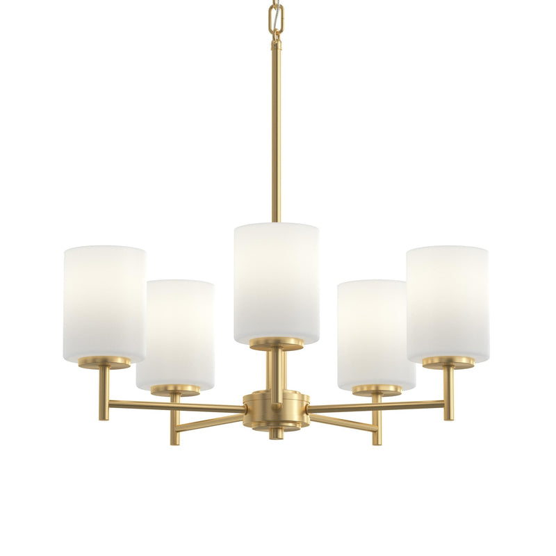 Replay 5-Light Etched Glass Chandelier in Brushed Gold