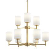 Replay 9-Light Etched Glass Chandelier in Brushed Gold