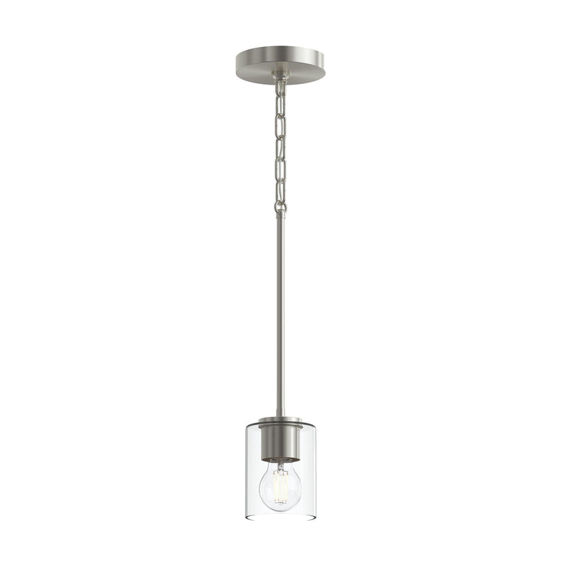 Replay Clear Glass Mini Pendant in Brushed Nickel