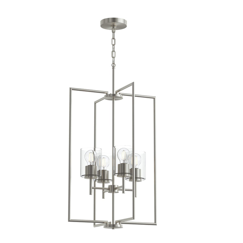 Replay 4-Light Clear Glass Pendant in Brushed Nickel