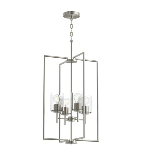 Replay 4-Light Clear Glass Pendant in Brushed Nickel