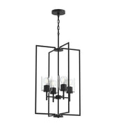 Replay 4-Light Clear Glass Pendant in Black