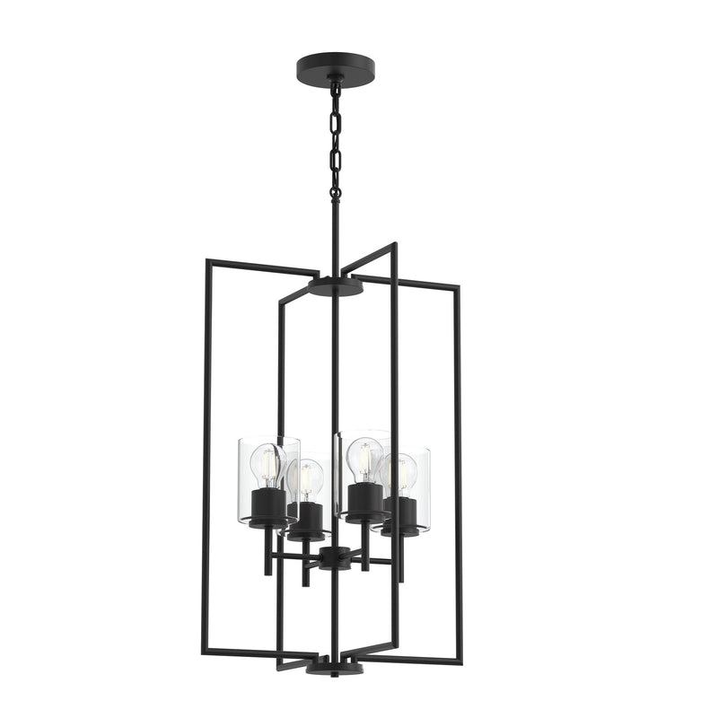Replay 4-Light Clear Glass Pendant in Black