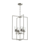 Replay 4-Light Clear Glass Pendant in Polished Nickel