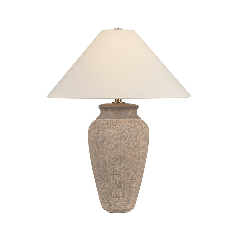 Vessel Table Lamp in Patina Brass / Ceramic Textural Umber