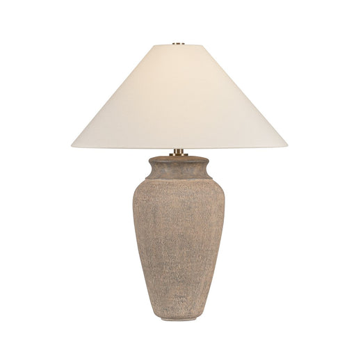 Vessel Table Lamp in Patina Brass / Ceramic Textural Umber