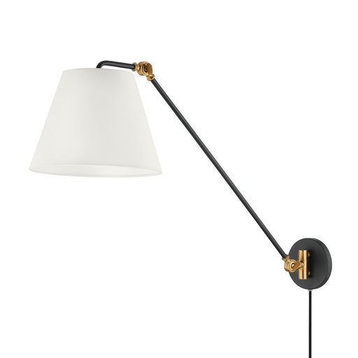Navin Swing Arm Wall Lamp in Patina Brass / Texture Black