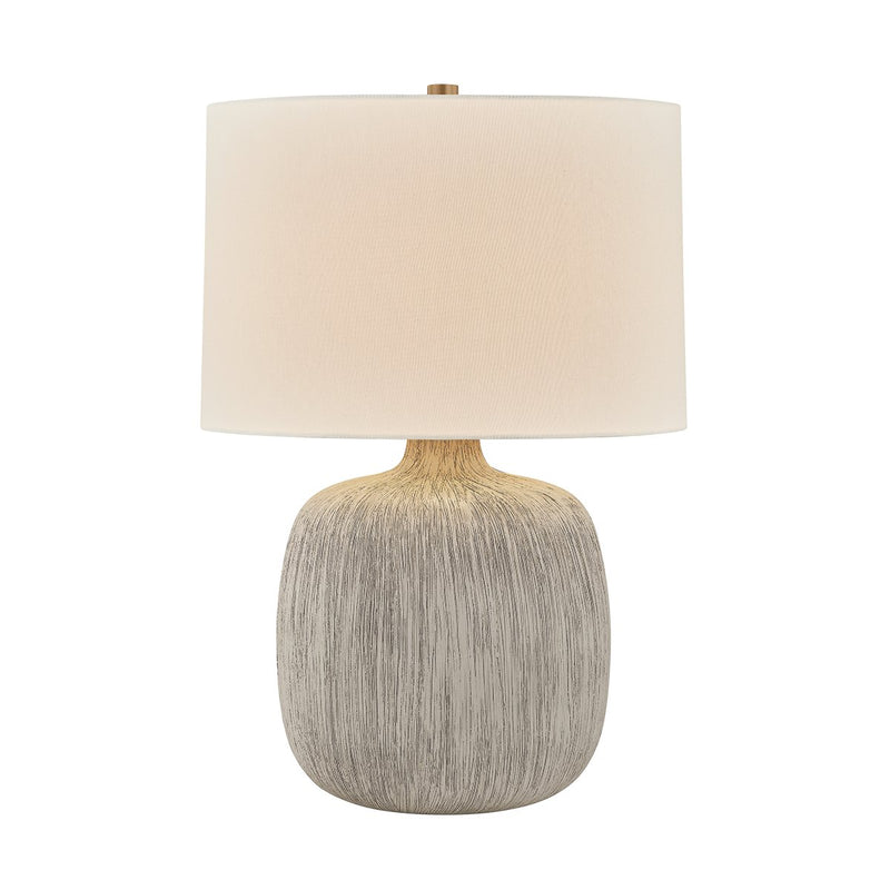 Keagan Table Lamp in Patina Brass / Ceramic Stria Wheat