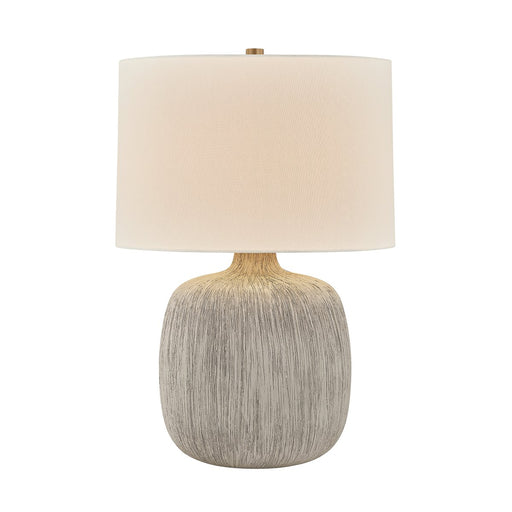 Keagan Table Lamp in Patina Brass / Ceramic Stria Wheat