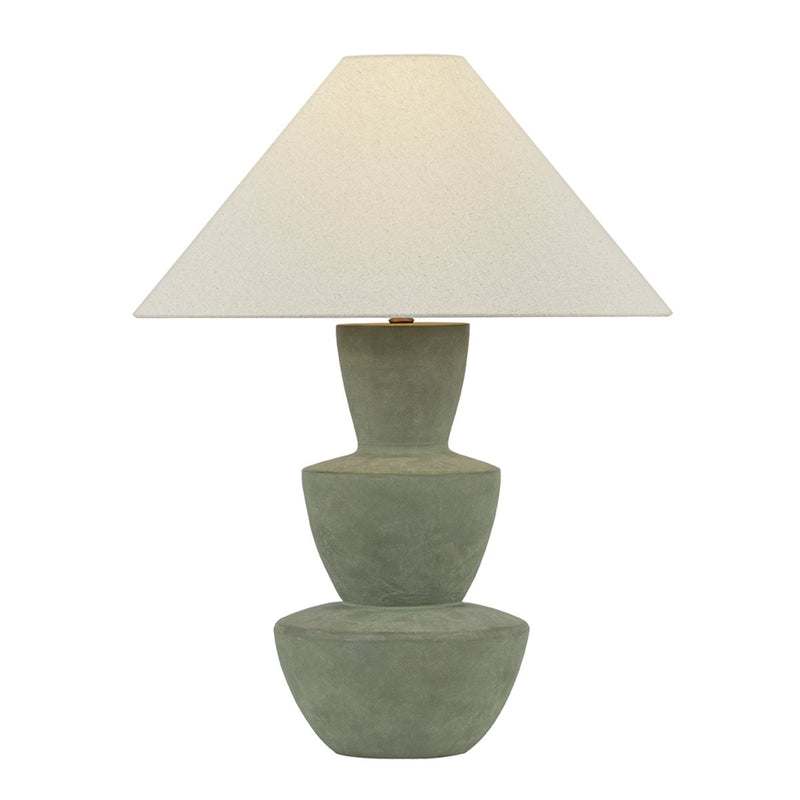 Kamas Table Lamp in Patina Brass / Ceramic Oak Moss