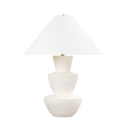 Kamas Table Lamp in Patina Brass / Ceramic Ivory Texture