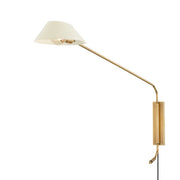 Sacramento Swing Arm Wall Lamp in Patina Brass / Soft Sand