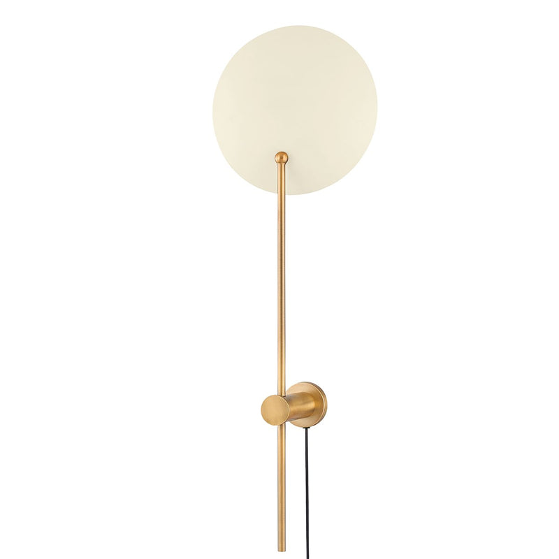 Leif Plug-In Wall Sconce in Patina Brass / Soft Sand