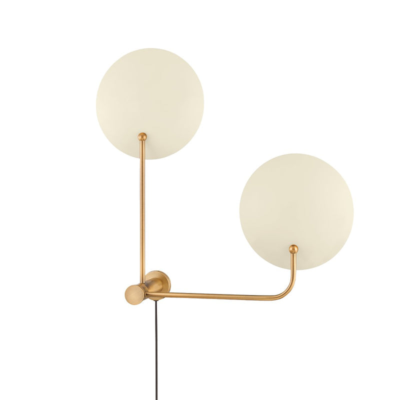 Leif 2-Light Plug-In Wall Sconce in Patina Brass / Soft Sand