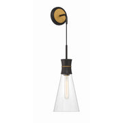 Quinn 1 Light 7" Sconce in Matte Black + Textured Gold