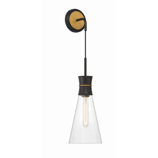 Quinn 1 Light 7" Sconce in Matte Black + Textured Gold
