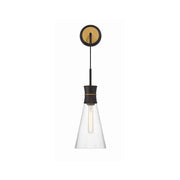 Quinn 1 Light 7" Sconce in Matte Black + Textured Gold