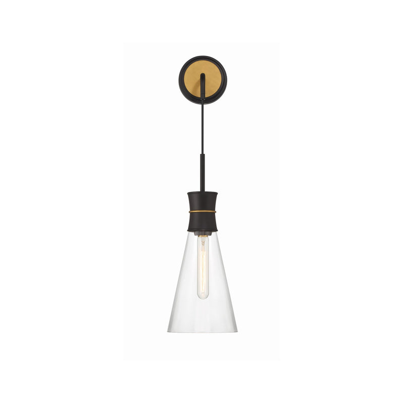 Quinn 1 Light 7" Sconce in Matte Black + Textured Gold