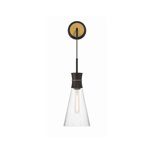 Quinn 1 Light 7" Sconce in Matte Black + Textured Gold