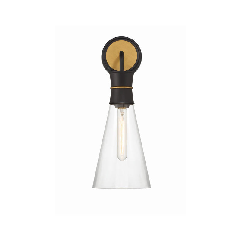 Quinn 1 Light 7" Sconce in Matte Black + Textured Gold