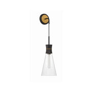 Quinn 1 Light 7" Sconce in Matte Black + Textured Gold