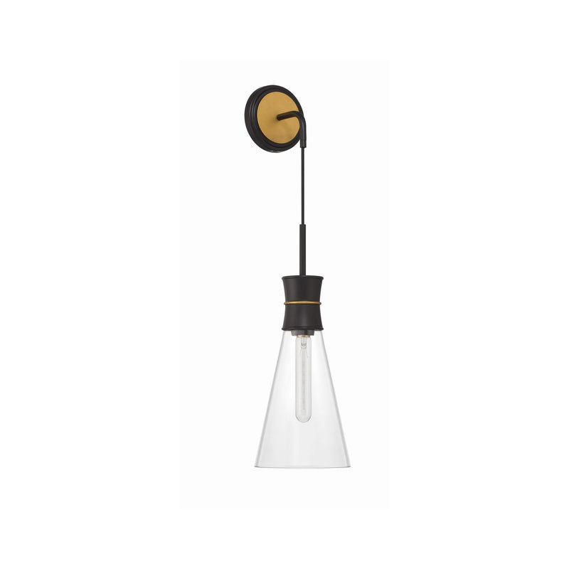 Quinn 1 Light 7" Sconce in Matte Black + Textured Gold