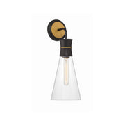 Quinn 1 Light 7" Sconce in Matte Black + Textured Gold