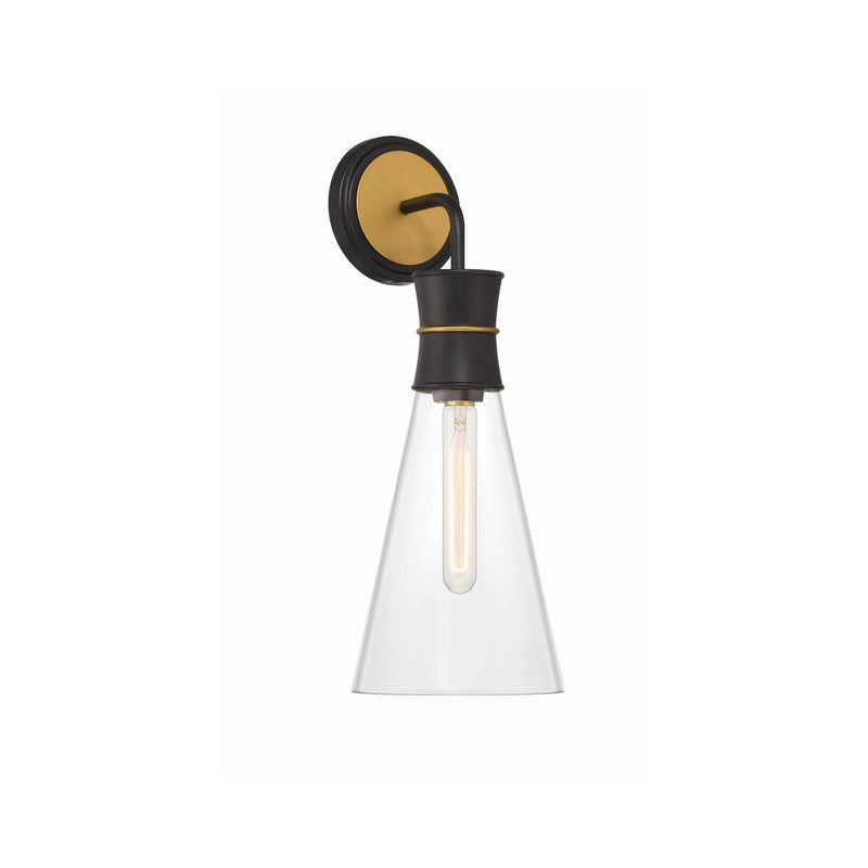 Quinn 1 Light 7" Sconce in Matte Black + Textured Gold