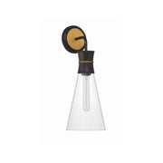 Quinn 1 Light 7" Sconce in Matte Black + Textured Gold