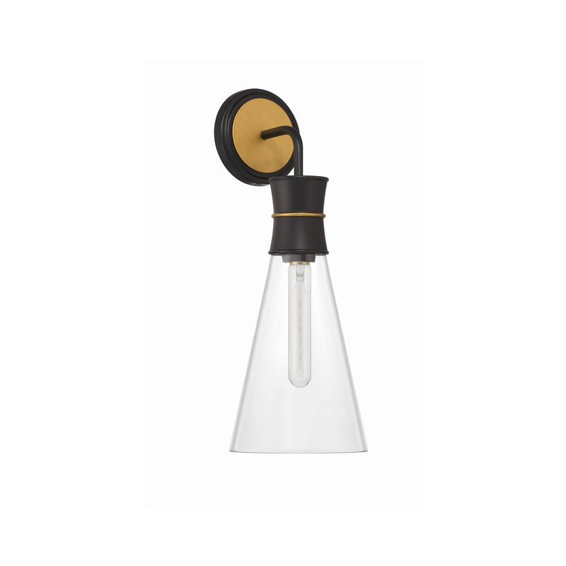 Quinn 1 Light 7" Sconce in Matte Black + Textured Gold