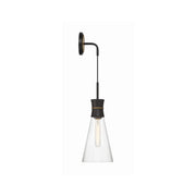 Quinn 1 Light 7" Sconce in Matte Black + Textured Gold