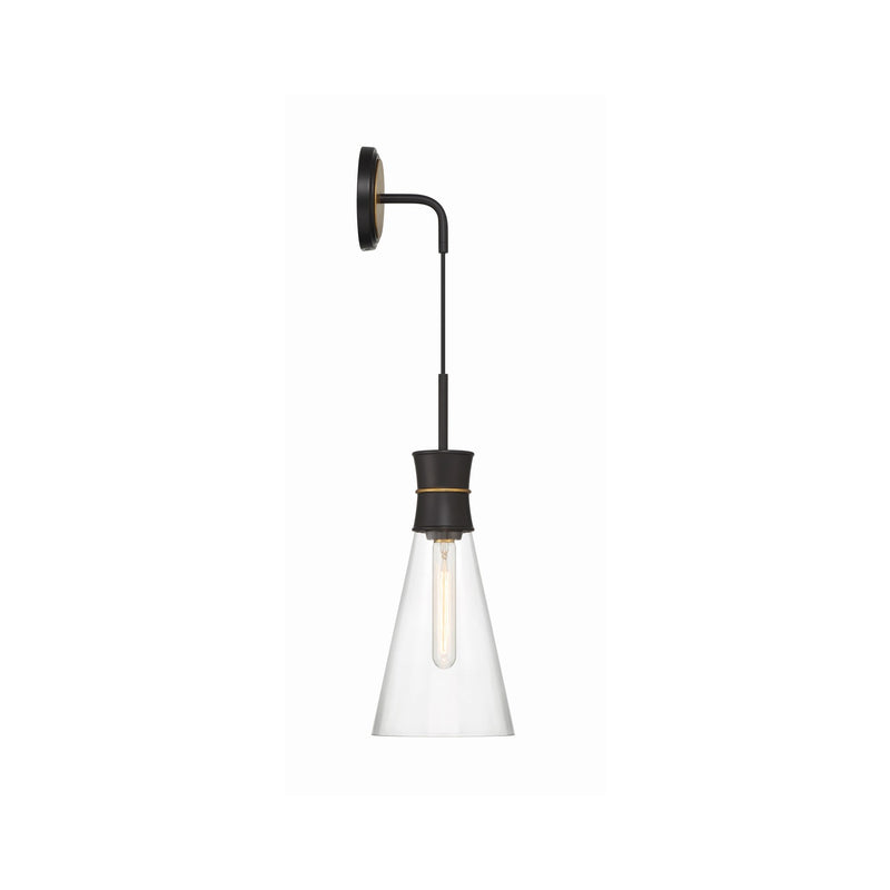 Quinn 1 Light 7" Sconce in Matte Black + Textured Gold