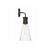 Quinn 1 Light 7" Sconce in Matte Black + Textured Gold