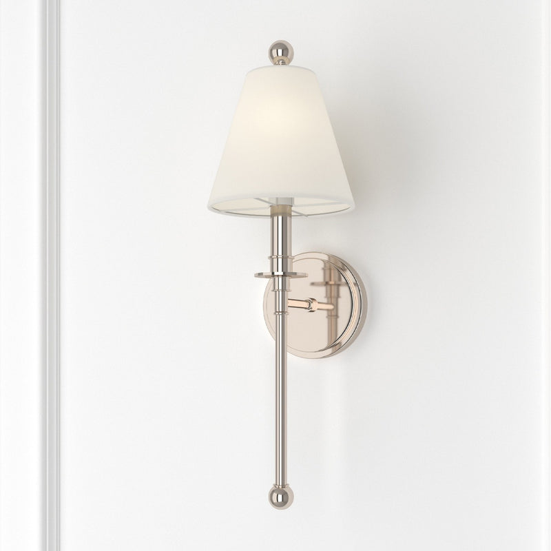Riverdale 1 Light 6" Sconce in Polished Nickel in a room setting