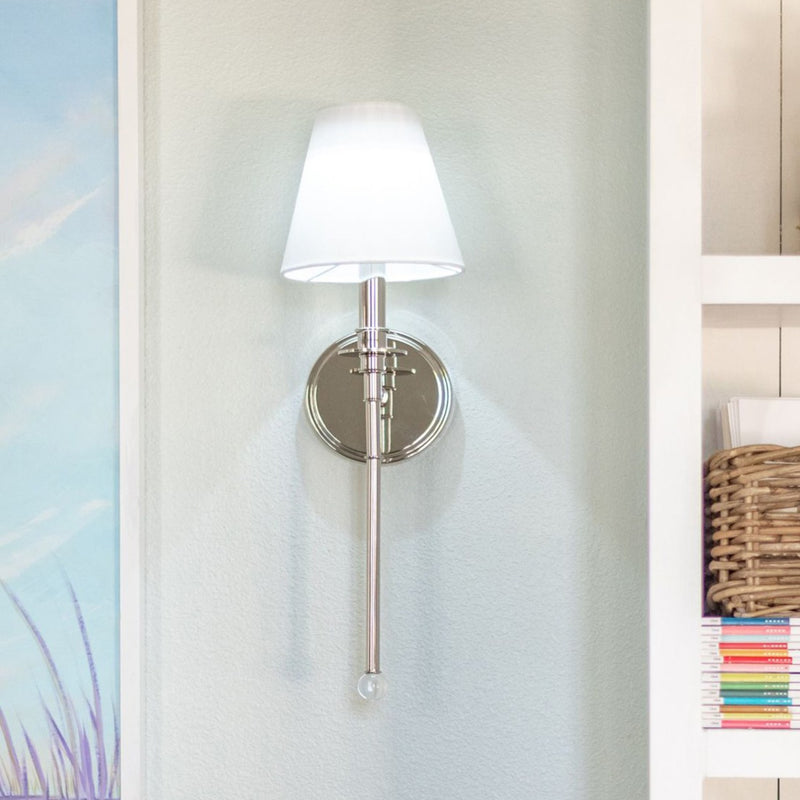 Riverdale 1 Light 6" Sconce in Polished Nickel in a room setting