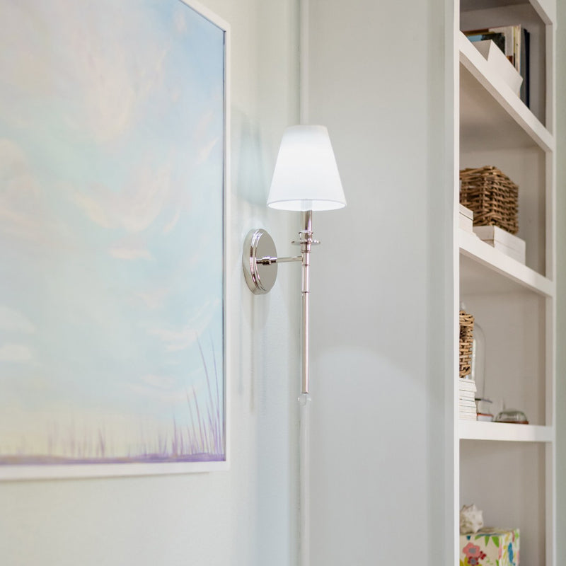 Riverdale 1 Light 6" Sconce in Polished Nickel in a room setting