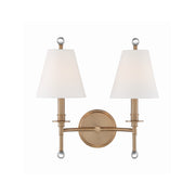 Riverdale 2 Light 15" Sconce in Aged Brass