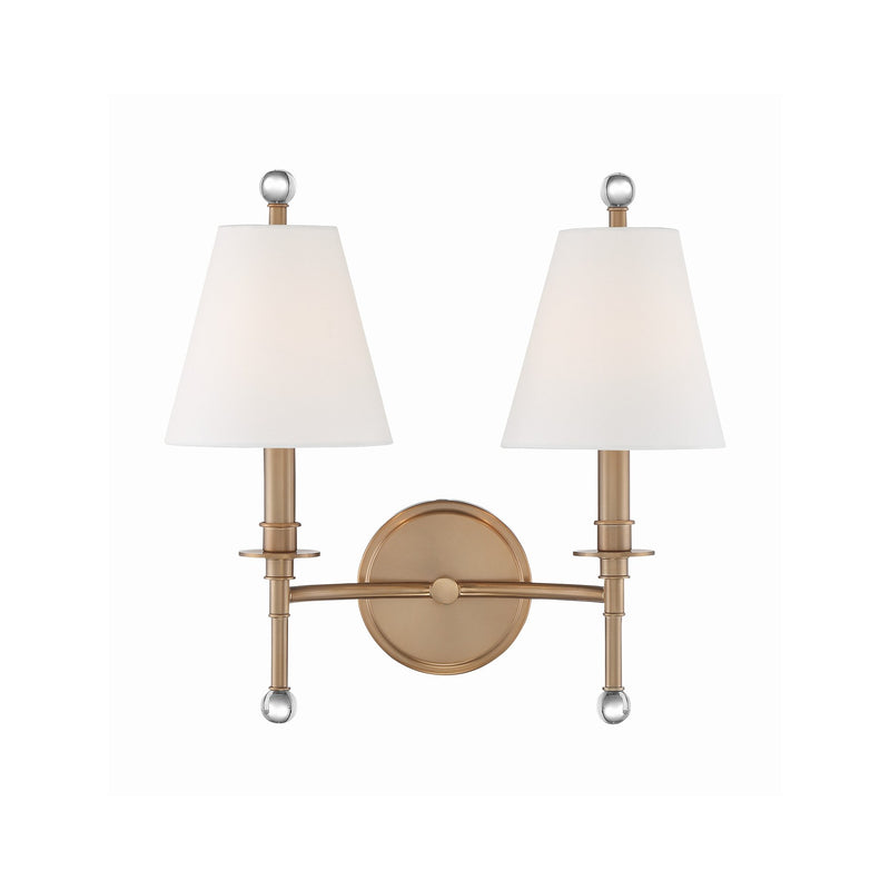 Riverdale 2 Light 15" Sconce in Aged Brass