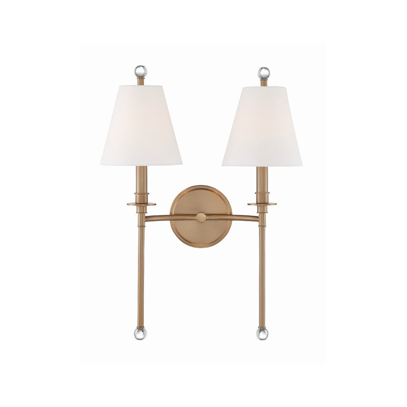 Riverdale 2 Light 15" Sconce in Aged Brass