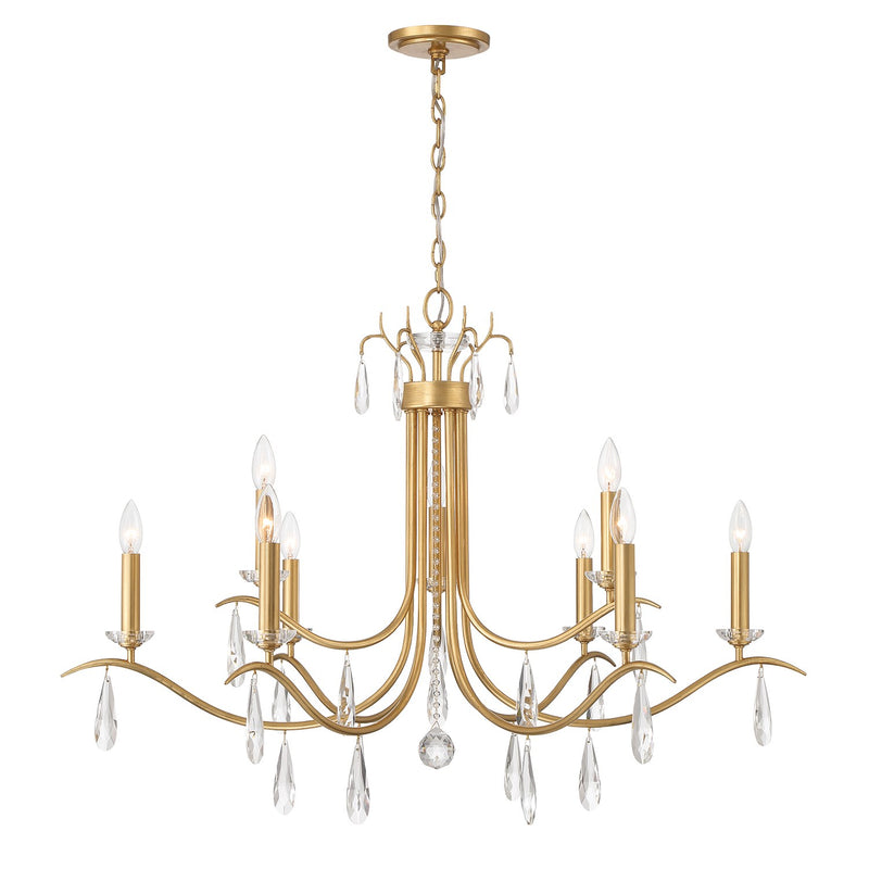 Rollins 9 Light 40" Chandelier in Antique Gold