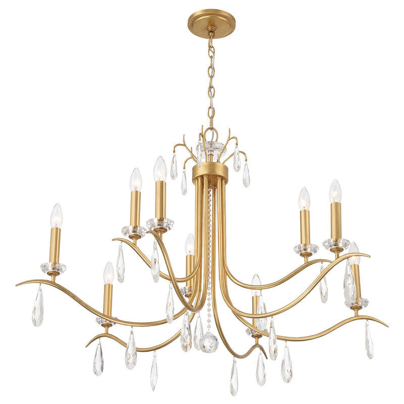 Rollins 9 Light 40" Chandelier in Antique Gold