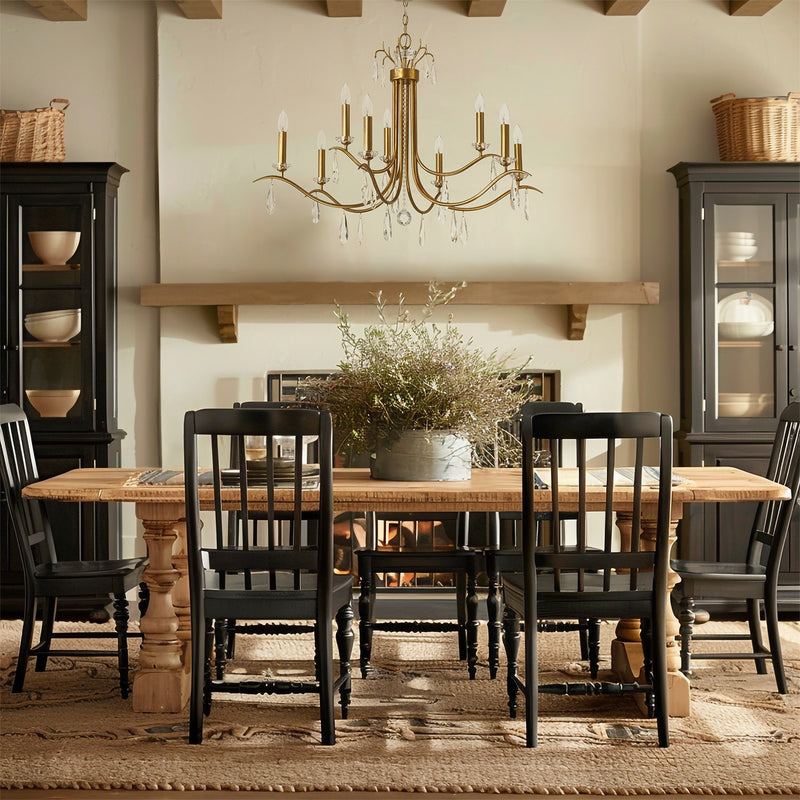 Rollins 9 Light 40" Chandelier in Antique Gold in a room setting