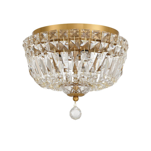 Roslyn 3 Light 10" Flush Mount in Aged Brass