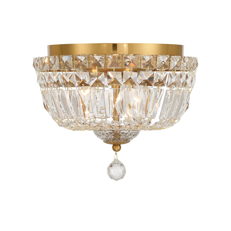 Roslyn 3 Light 10" Flush Mount in Aged Brass