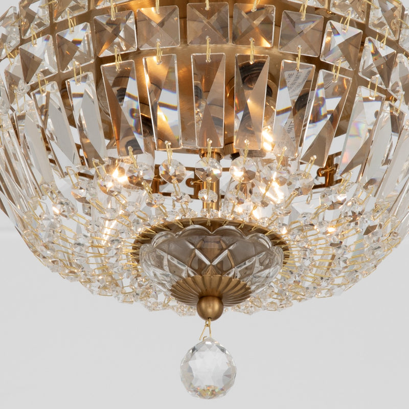 Roslyn 3 Light 10" Flush Mount in Aged Brass
