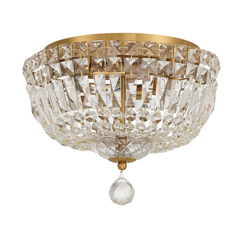 Roslyn 4 Light 12" Flush Mount in Aged Brass