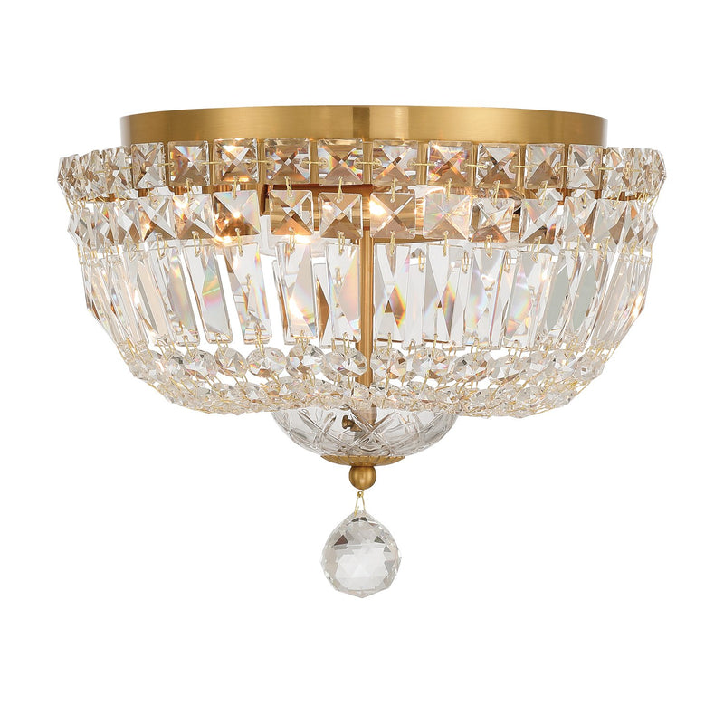 Roslyn 4 Light 12" Flush Mount in Aged Brass