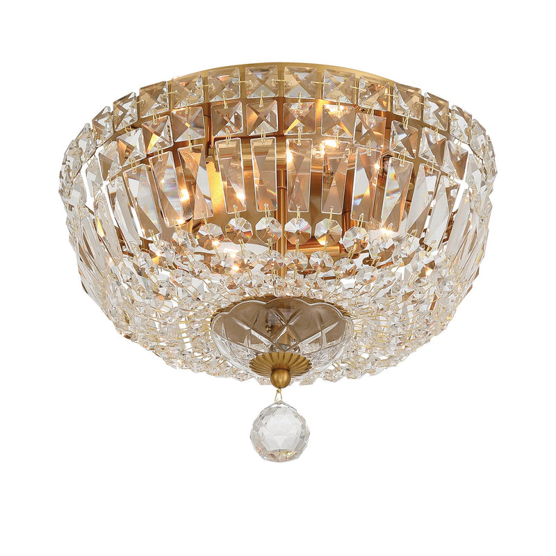 Roslyn 4 Light 12" Flush Mount in Aged Brass