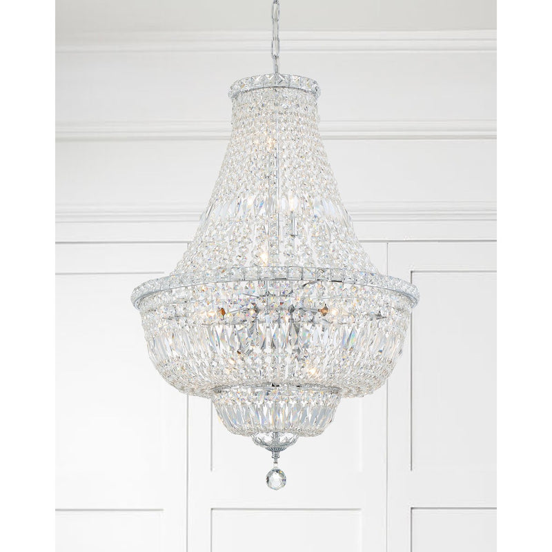 Roslyn 9 Light 22" Chandelier in Polished Chrome in a room setting