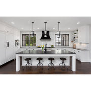 Royston 1 Light 7" Pendant in Black in a room setting